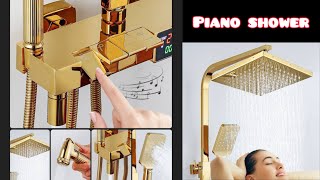 Piano Shower Set // Full Golden Luxury piano Style bath set // Washroom set full Gold #viral