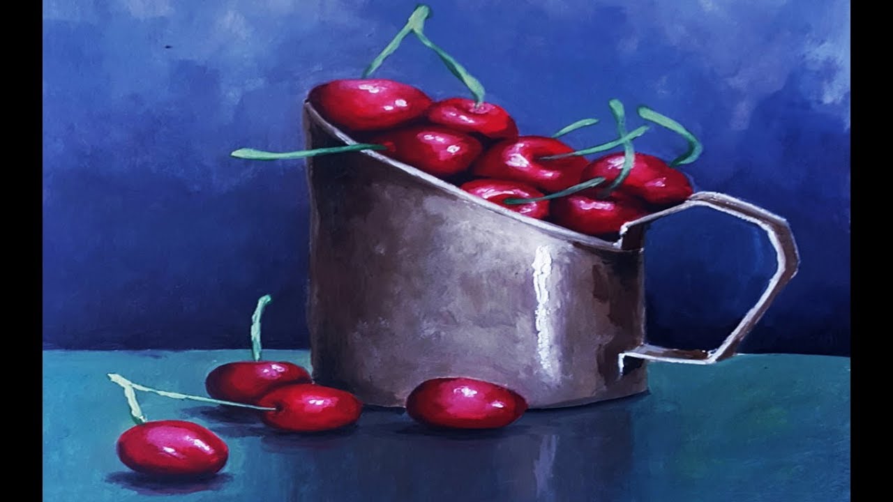 How to Paint CherriesTutorial [Oil Painting on Vellum Paper] Still Life