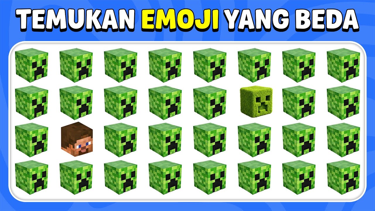 Temukan Emoji Yang Beda - Edisi Mob Minecraft 🧟🐷🟩🔥 | 30 Level | Kuis Lebah