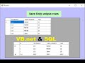 VB.net tutorial: How to save unique Values From DataGridView into table SQL server database