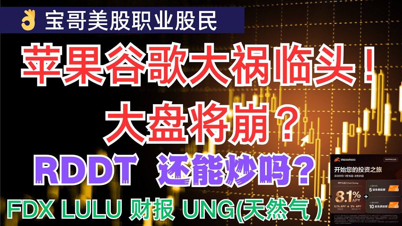 苹果谷歌大祸临头！美股大盘将崩？RDDT 还能炒吗？FDX LULU 财报 UNG(天然气）！03212024