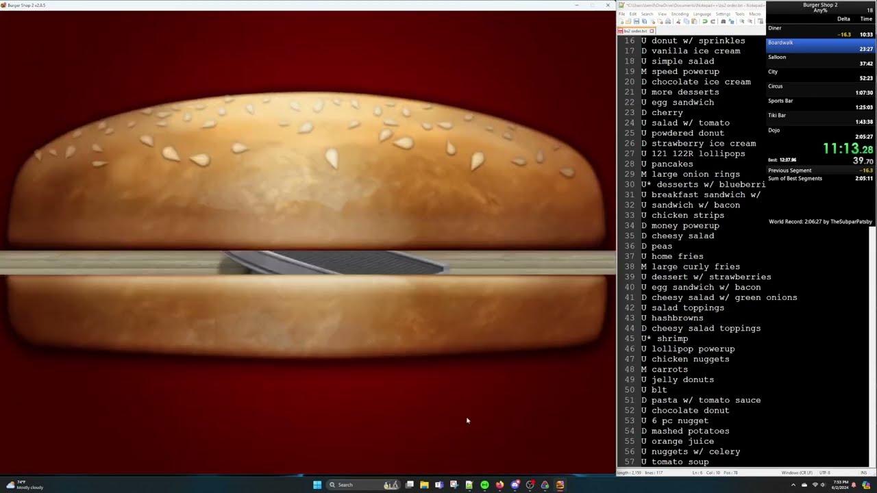 (WR) Burger Shop 2 - Any% & 5 Star Speedrun in 