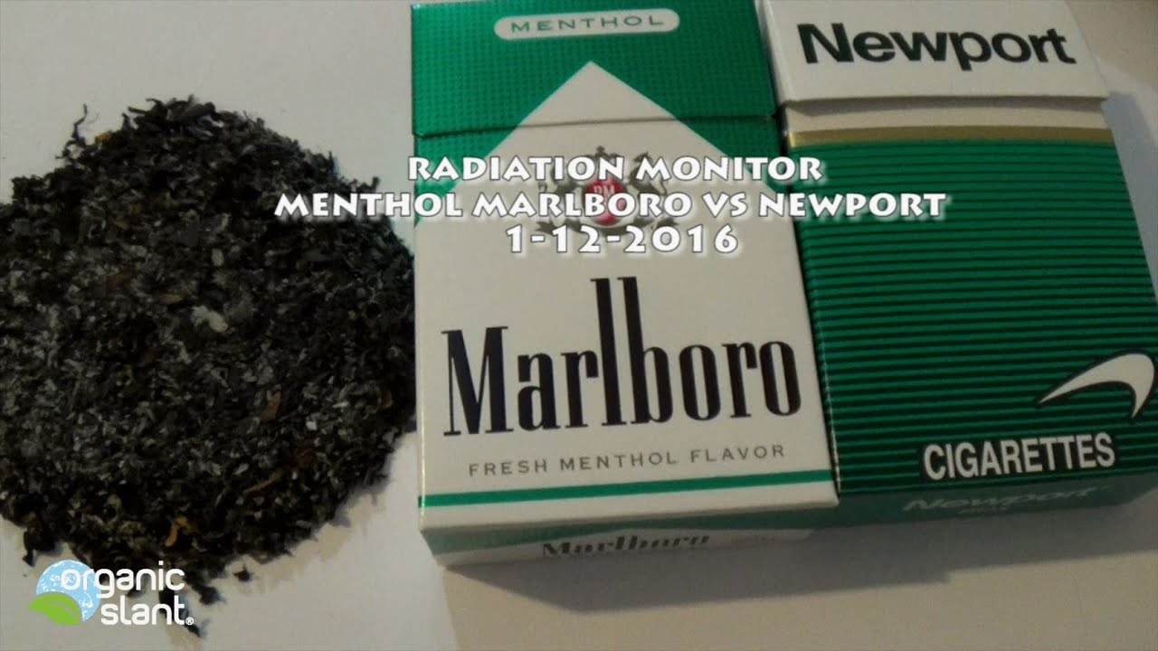 Radiation monitor Marlboro vs Newport menthol cigarettes 1-12-2016