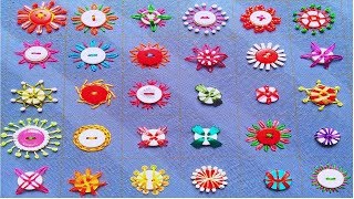 Hand Embroidery Button work,Beaded hand Embroidery with button,Hand Embroidery,बटन कढ़ाई,বুতামের কাজ