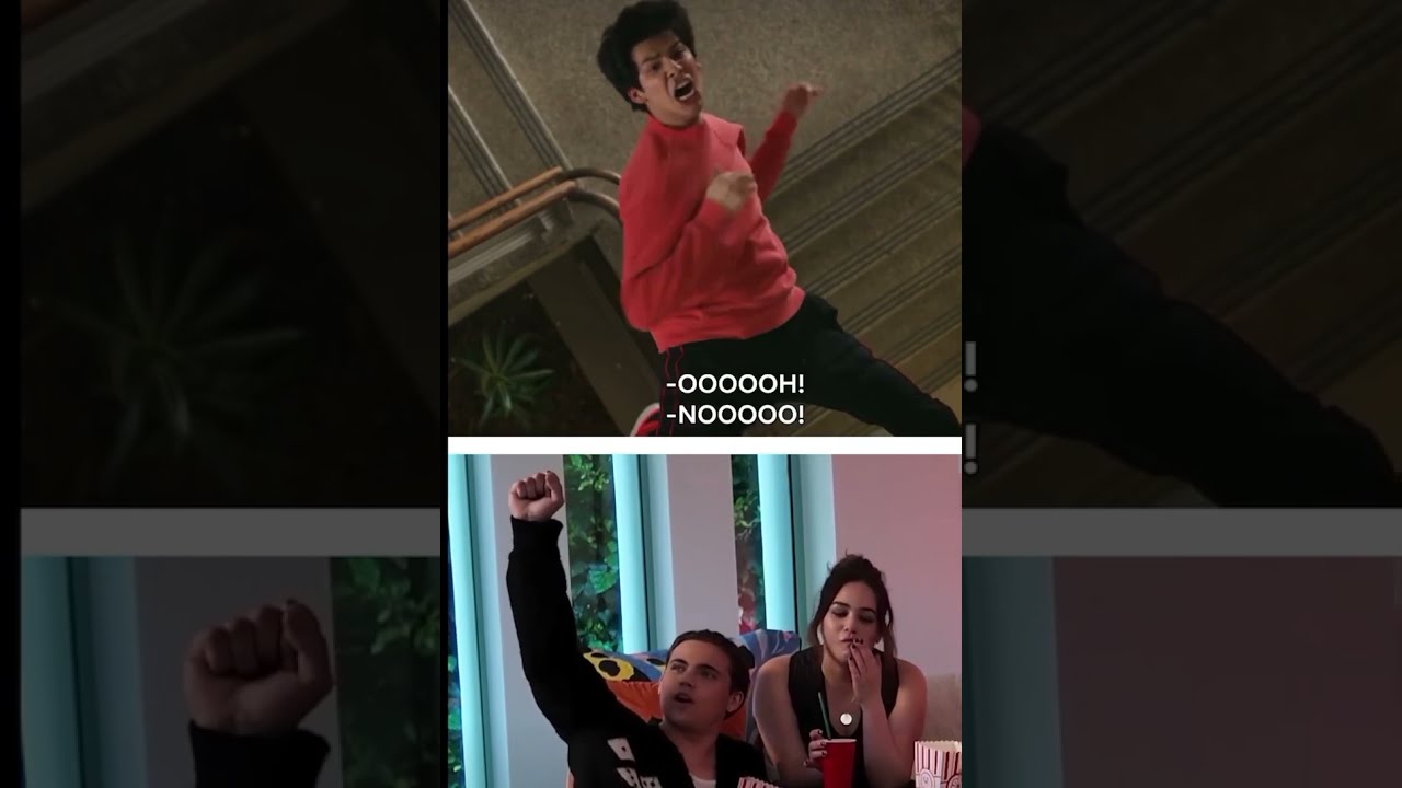 Cast Of Cobra Kai React To Robby And Miguel S Fight Scene Shorts Cobrakai Funny