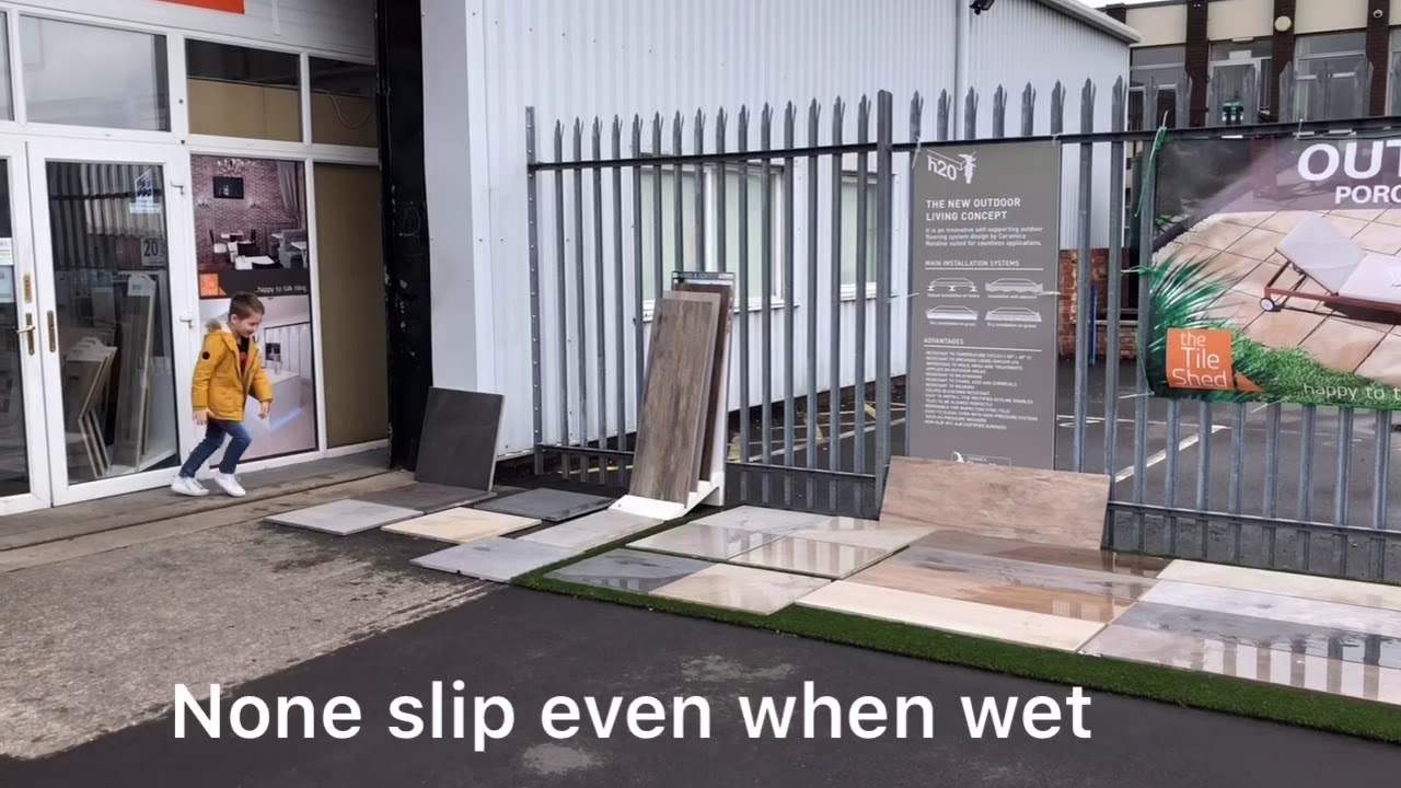 Non-slip outdoor tiles