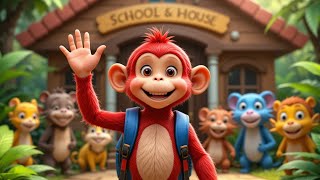 Red Monkey Going To School Fun & Educational Kids Song Learn With Jungle Friends