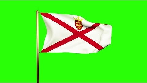 Jersey Flag Waving In The Wind. Green Screen, Alpha Matte. Loopable Animation Stock Animation