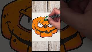 Halloween Evil Pumpkin Drawing with Posca Markers! #Shorts