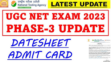 UGC NET EXAM 2023 PHASE 3 UPDATE DATESHEET & ADMIT CARD #studybharat #Amanvohra #9888523440