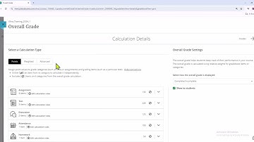 Setting up the Overall Grade in Blackboard Ultra