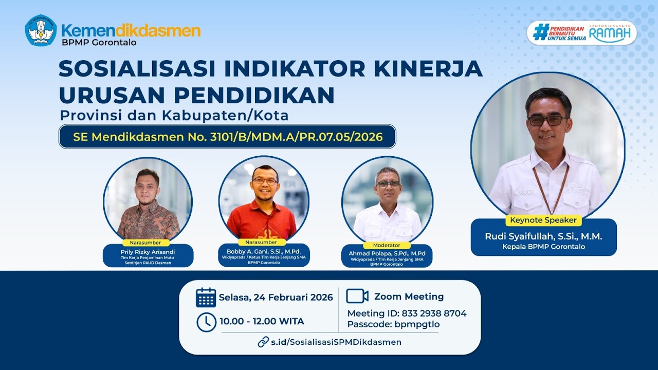 Sosialisasi SE Mendikdasmen No 3101/B/MDM.A/PR.07.05/2026 tentang IKU Pendidikan