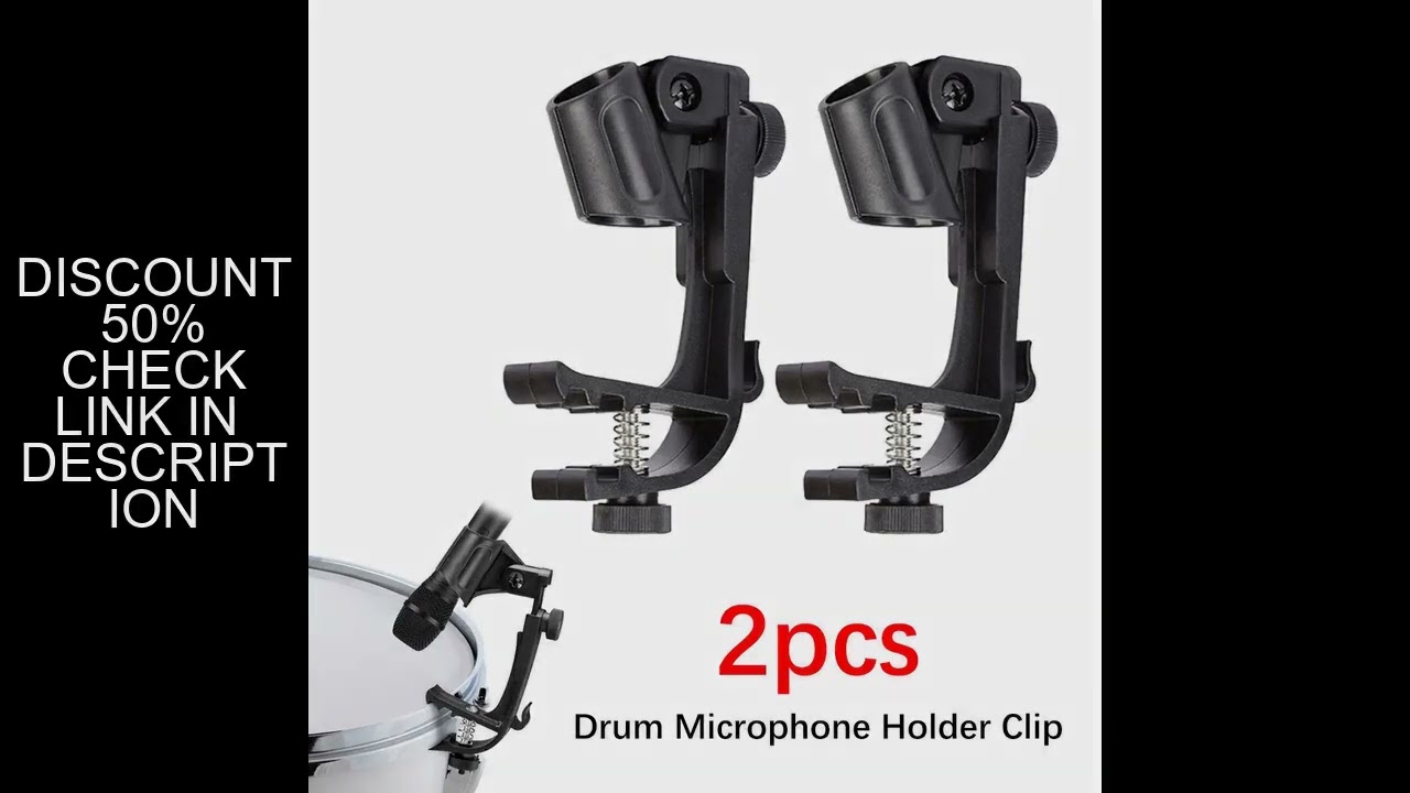2pcs Drum Microphone Clip Holder Adjustable Shockproof Mic Clips Drum Rim Mount Clamp