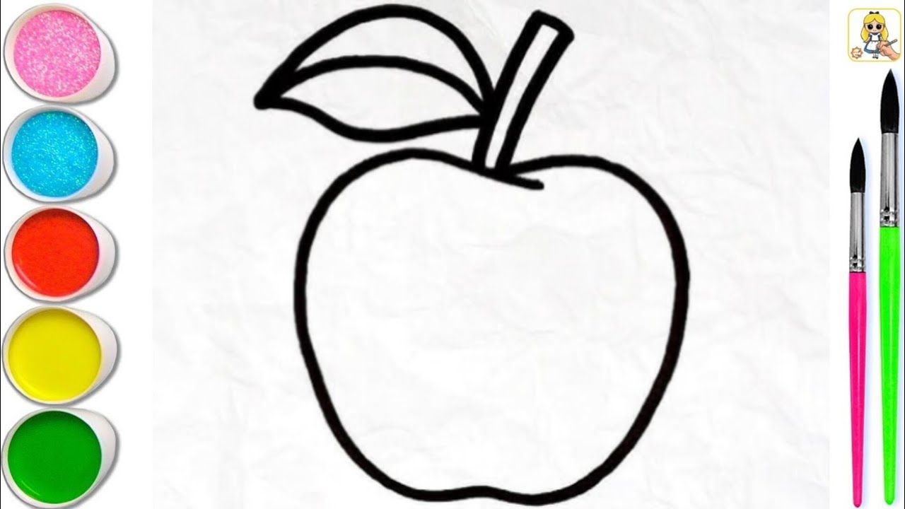 How to draw an Apple for Kids | Apple Drawing, coloring and painting ...