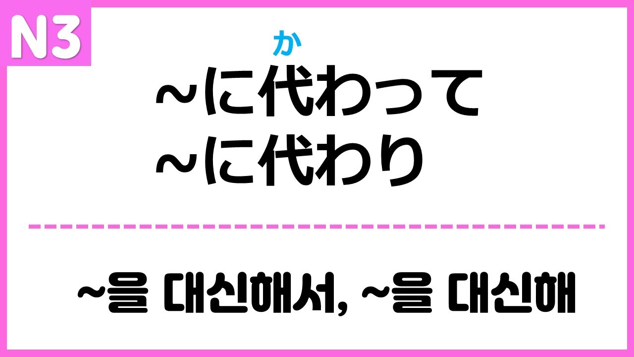 [N3] ~に代わって / ~に代わり