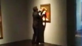 Picasso Painting Vandal Caught on Tape Spray-Painting a Bull on Famous Image