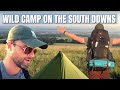 Solo wild camping on the south downs  summer camp  lanshan 1