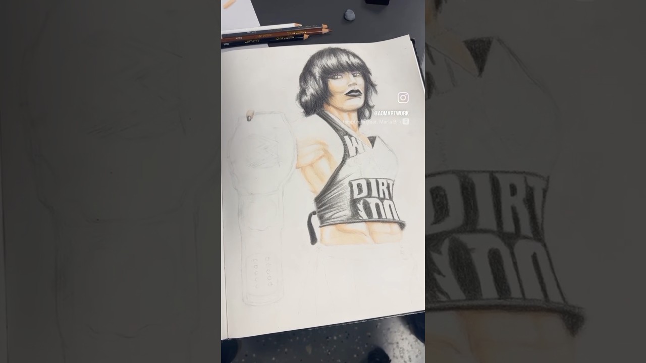 Drawing Rhea Ripley 🔥 | Pt. 4 #wwe #judgementday #rhearipley #fanart #traditionalart #progressvideo