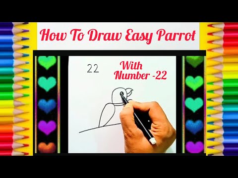 How To Draw A Easy Parrot With Number 22 || #howtodraw,#kidsdrawing ...