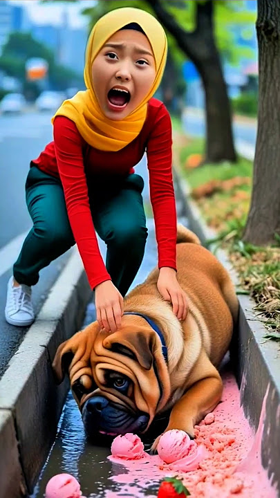 Animasi Riska Vlog Beli Es Krim Jatuh di Got Bersama Guguk Lucu