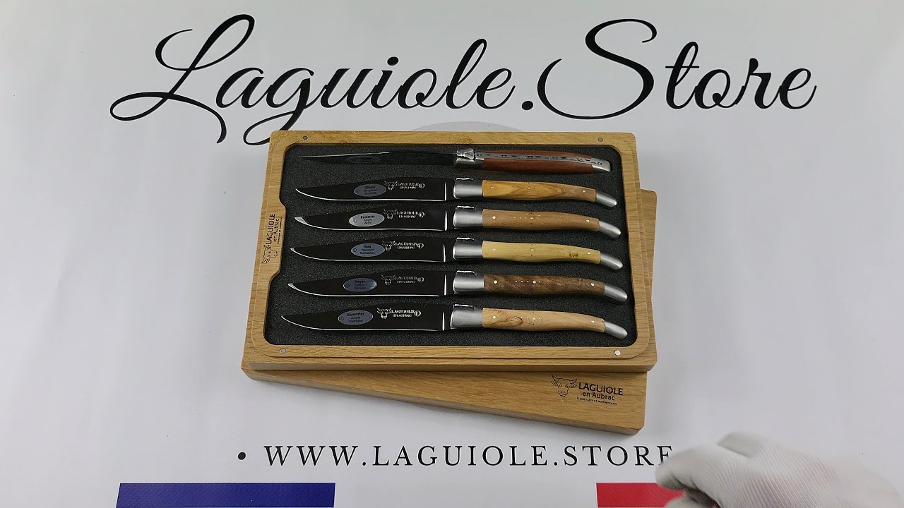 Set of 6 Laguiole en Aubrac Steak Knives 6 Mixed French wood