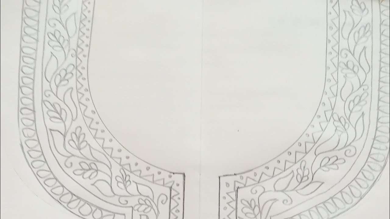 Simple and beautiful neck design#how to draw a phulkari neck design