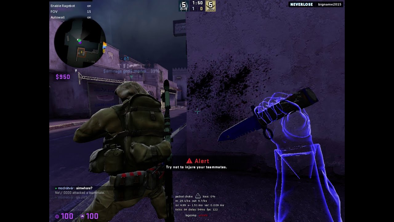 Having fun with NeverLose v2 in non-prime mm hvh [semi-rage] [raw]