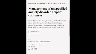 Management of unspecified anxiety disorder: Expert consensus | RTCL.TV