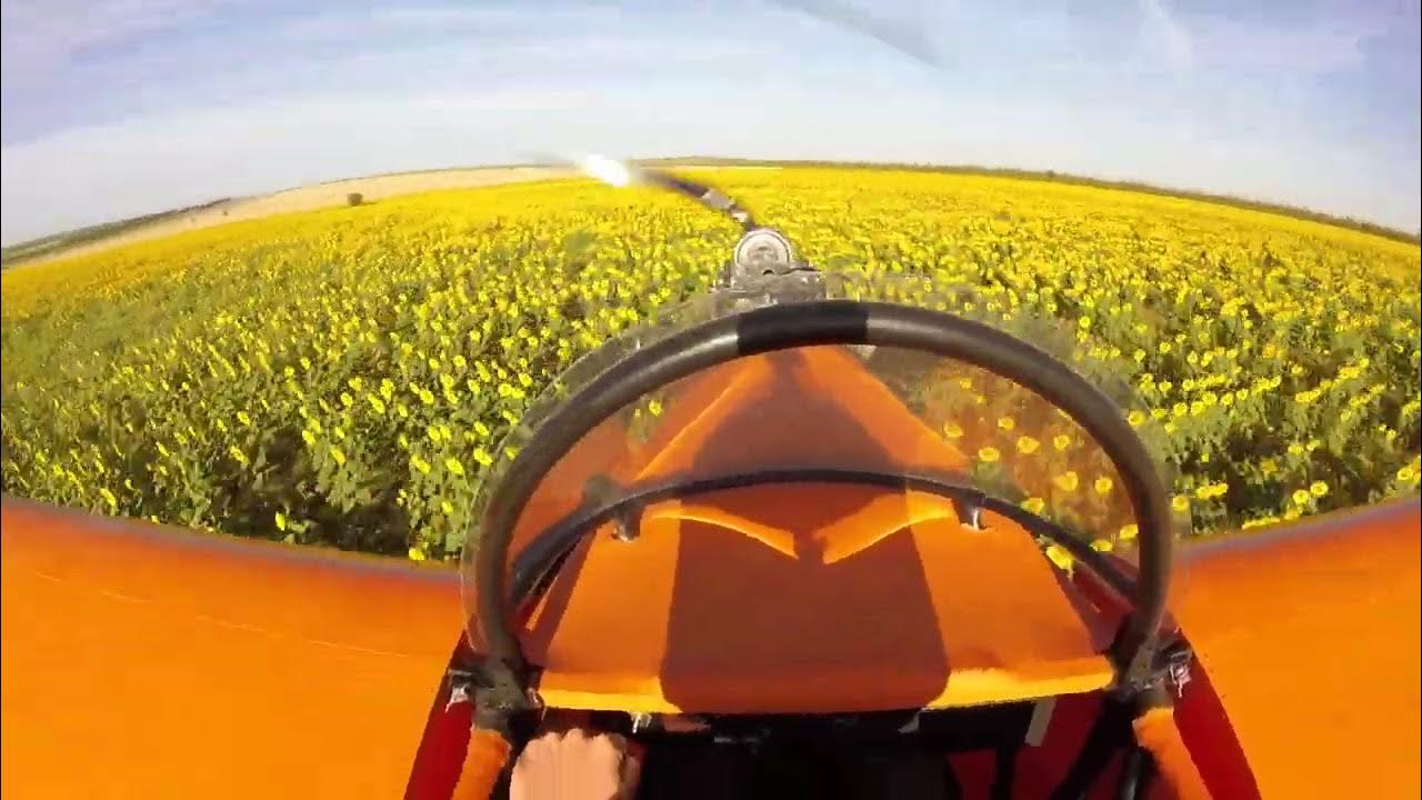 Полет на самолете Пчелка-2, подсолнухи//Flight on Pchelka-2 sunflowers ...