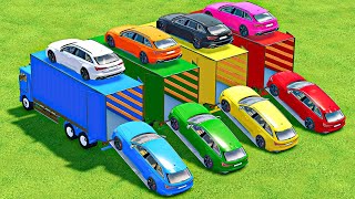 Transport Colored Audi Cars With Colored Lizard Trucks - Farming Simulator 22