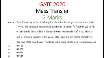 GATE 2020 Mass transfer | Chemical engineering | #GATE| #GATEchemicalengineering