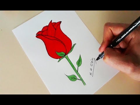 Gül Nasıl Çizilir__Adım Adım Kolay Gül Çizimi__How to draw a ROSE very easy