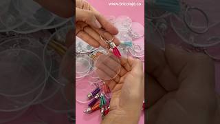 50 Llaveros Plateados Acrilico Con Borla