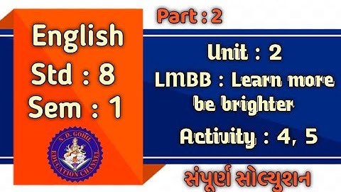 Dhoran 8 Sem 1 Ch 2 LMBB Learn More Be Brighter Activity 4, 5 solution
