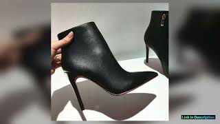 high heeled short boots fashionable and sexy soft leather pointed thin heel side zipper and bare screenshot 3