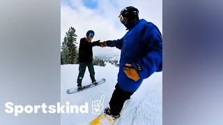 Watch this avid snowboarder help a struggling beginner on the mountain | Sportskind #goodnews