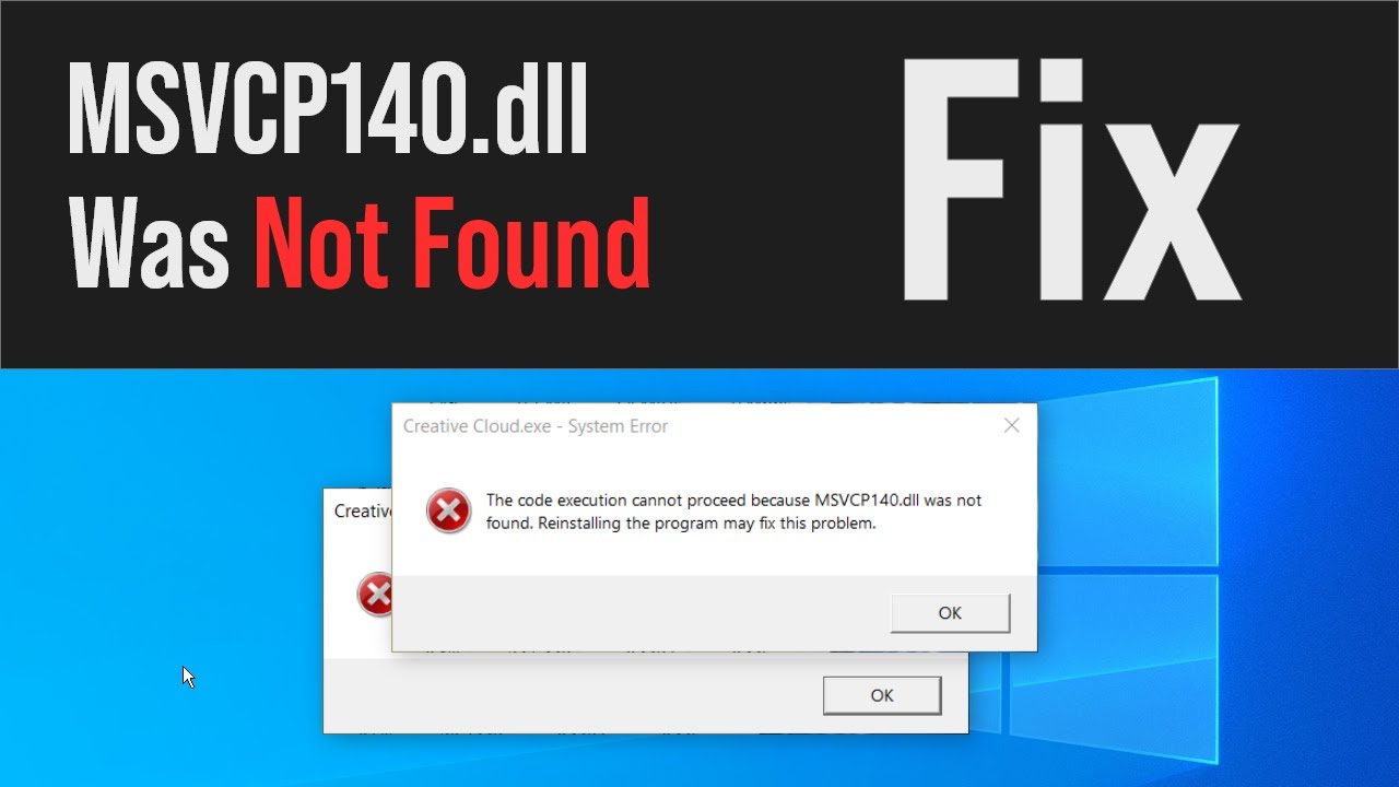 Msvcp140 Dll Is Missing Or Was Not Found Fix Error Without Downloading Dlls 21 Youtube