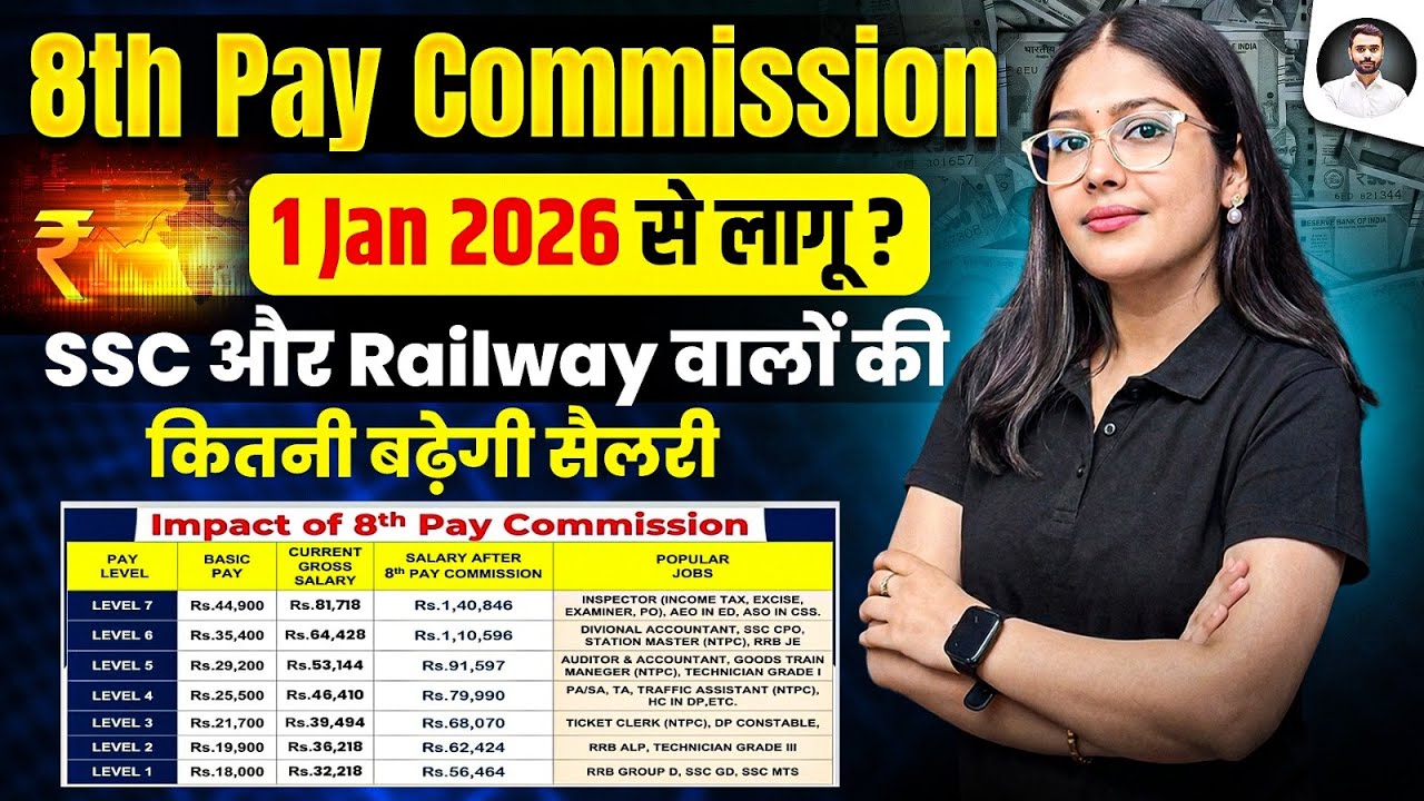 8th Pay Commission | 1 Jan 2026 से लागू? SSC, Railway वालों की कितनी बढ़ेगी सैलरी🔥| ft. Nandani Ma'am