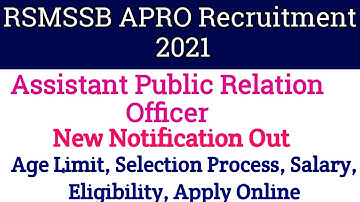 RSMSSB APRO Recruitment 2021 Notification | Rajasthan Assistant Public Relation Officer Salary