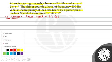 A bus is moving towards a huge wall with a velocity of \( 4 \mathrm...
