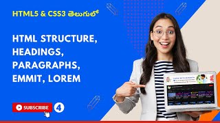 HTML5 & CSS3 Course[4K] - 4 | HTMLStructure, Headings, Paragraphs, Emmit, Lorem | తెలుగులో