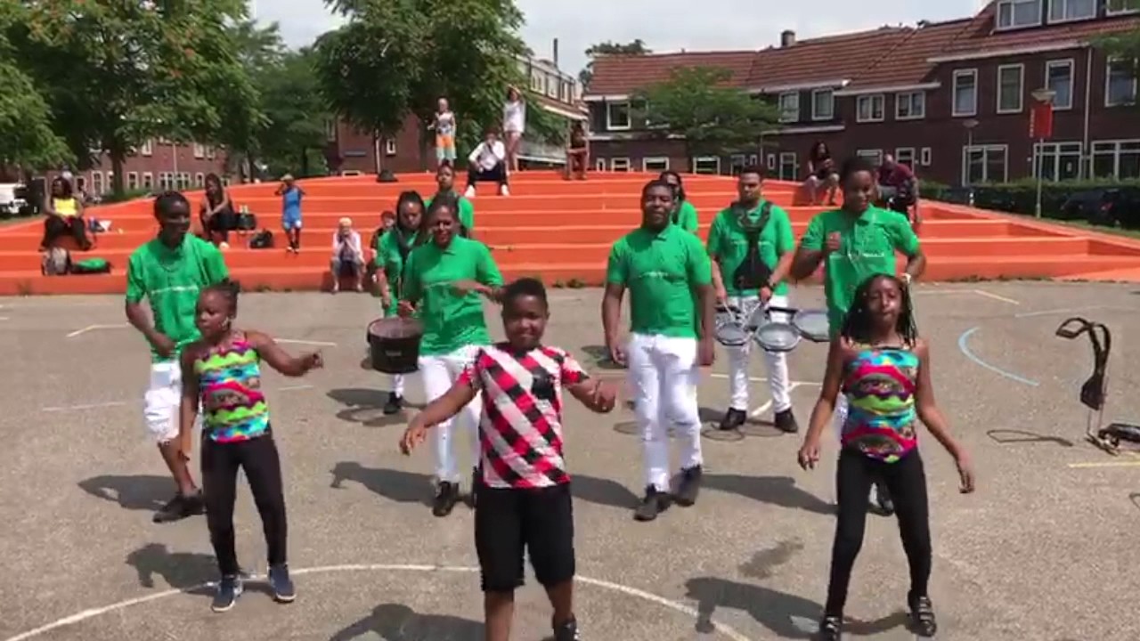 Caribbean Drumline and kid dancers (Iconic Brass)