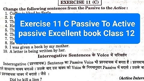 Exercise 11 C passive to Active passive Excellent Grammar Class 12 solved by Ramesh sir