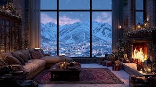 The Cabin In The Snowy Night | A Fiery Fire And A Soothing Piano Melody For Deep Sleep