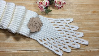 كوفيه كروشيه تحففه بغرز الدانتيل او الأجور crochet scarf