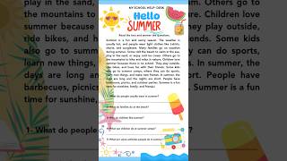 Reading Comprehension #summer #holiday #learnenglish #english #reading #story #kids #learning #study
