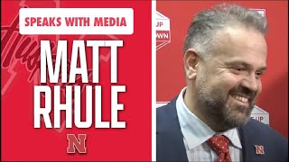 Matt Rhule with the Nebraska media
