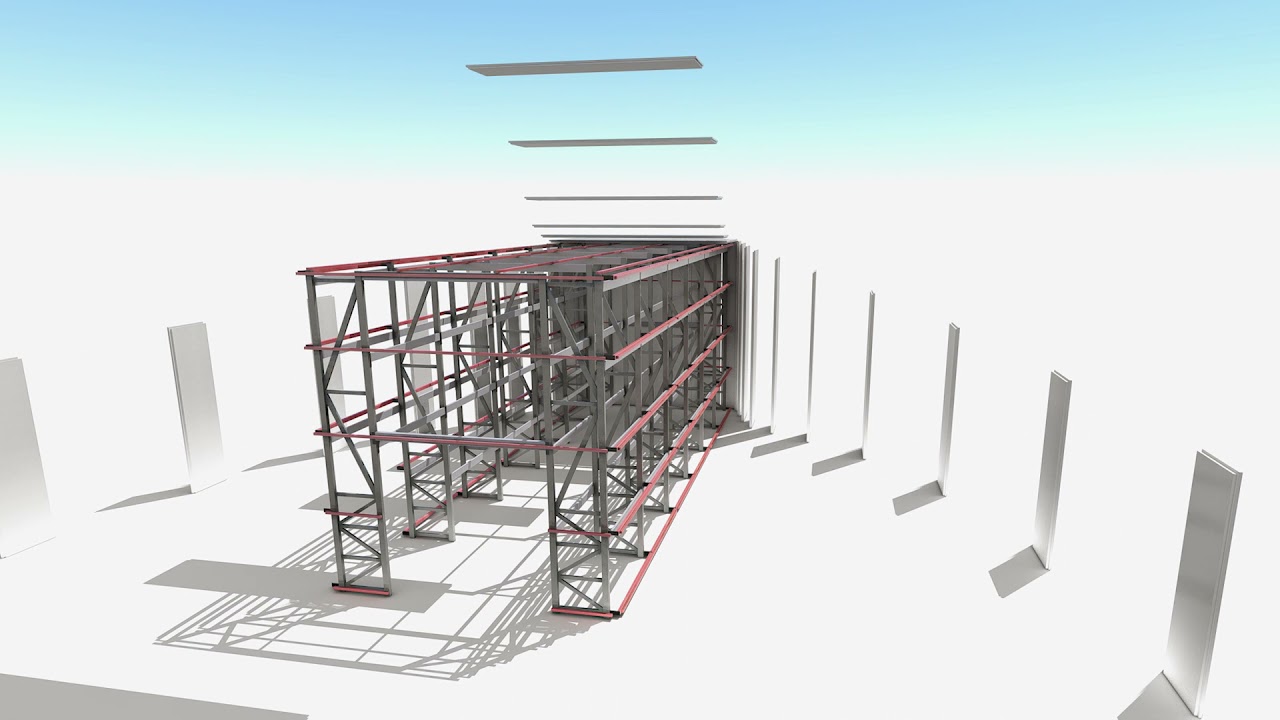 Metal structure construction animation industrial