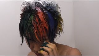 髪の毛を7色虹色レインボーにしてみた　colorful hair color