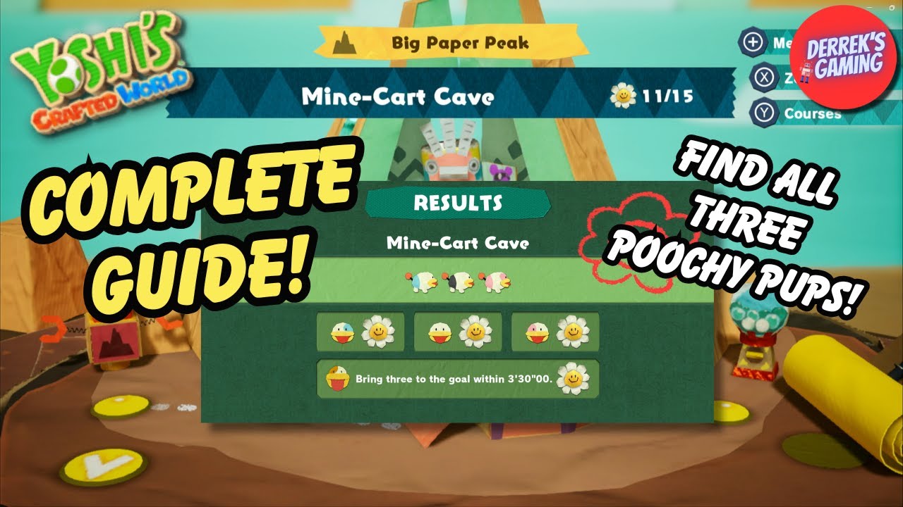 Yoshi's Crafted World | Flip Side Mine-Cart Cave | Find all 3